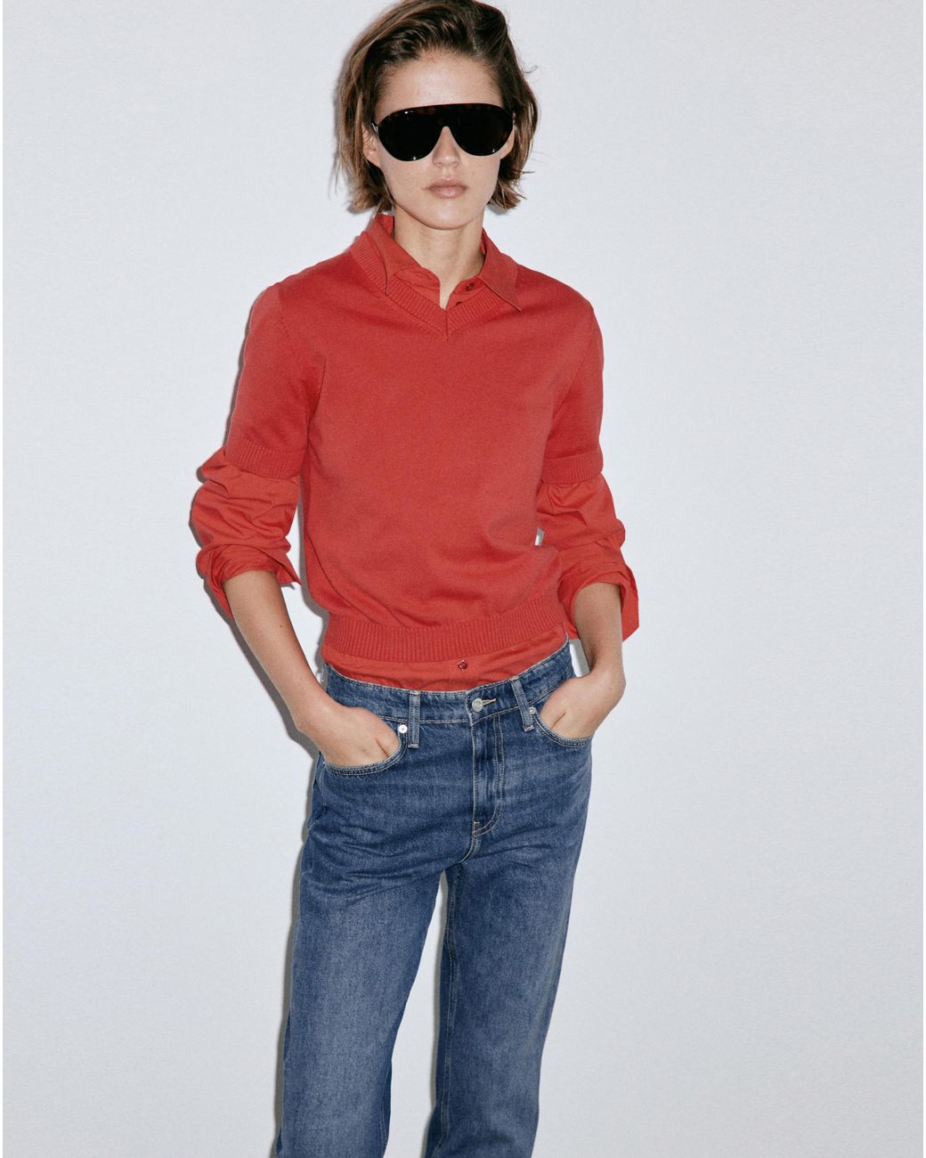 Mango Blue Matilda High Rise Straight Jean