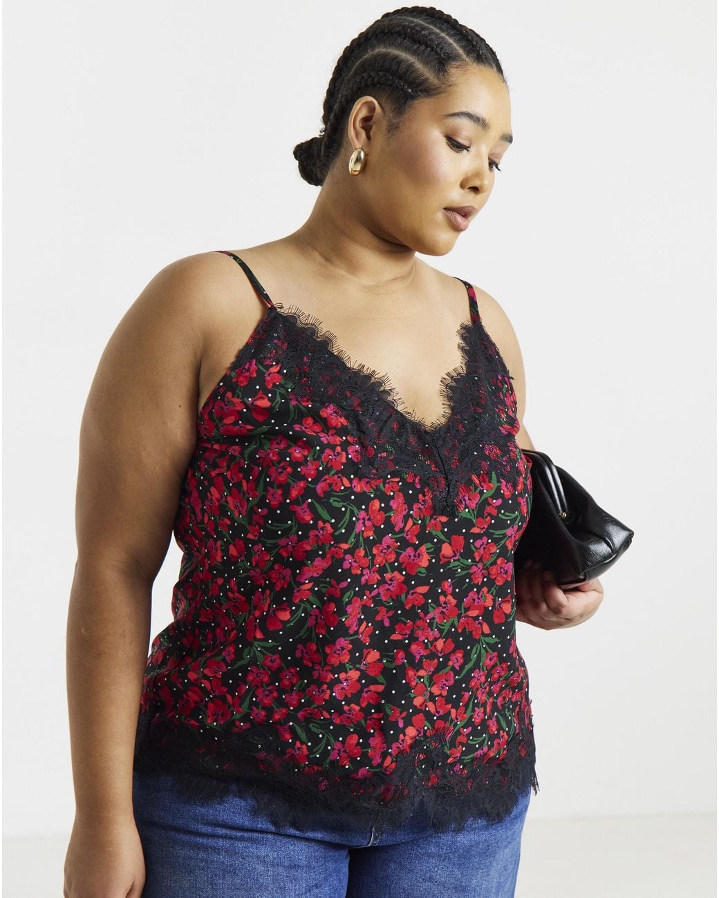 Simply Be Red Lace Trim Cami