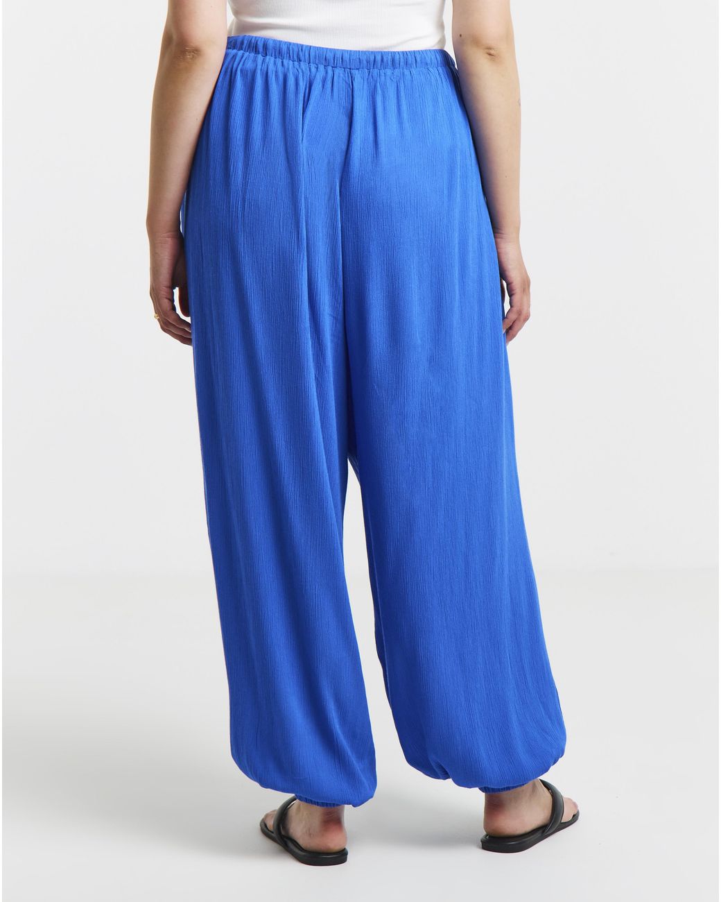 Simply Be Blue Crinkle Balloon Trouser