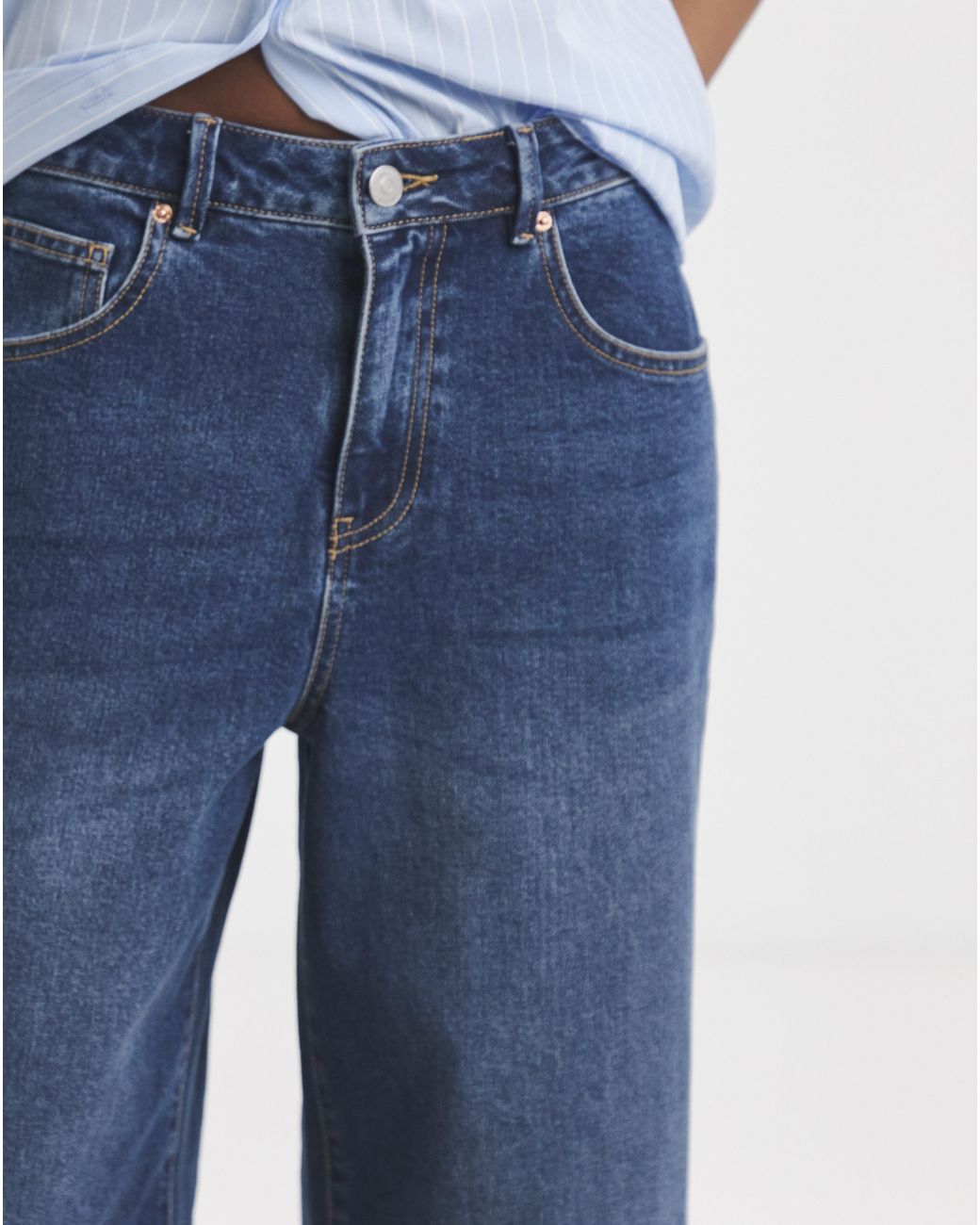 Simply Be Blue Dart Detail Tapered Jeans