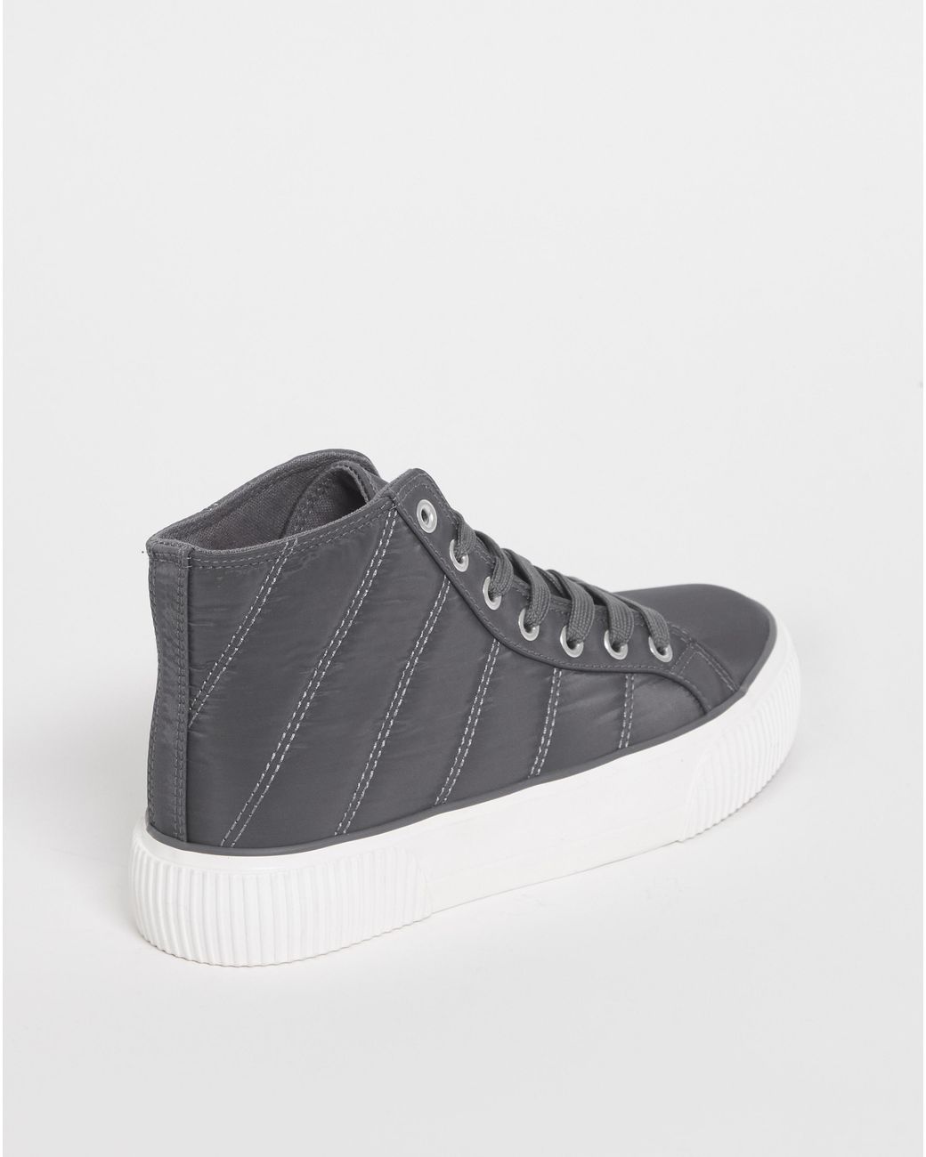 Simply Be Gray Quilted Hi Top Trainers Wide Fit