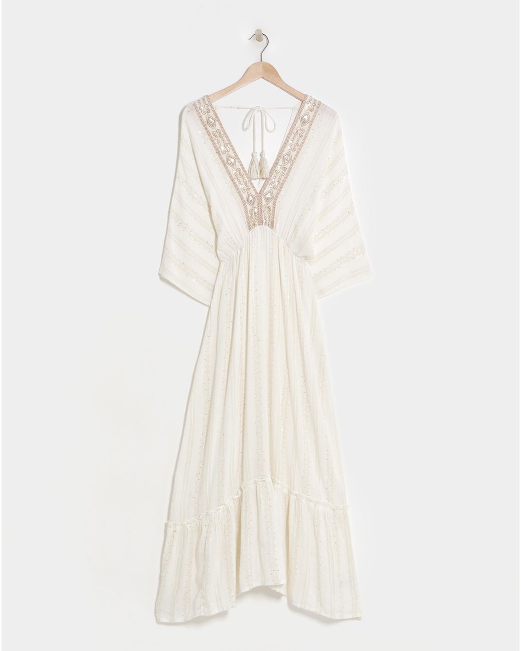 MAGISCULPT White Lurex Maxi Beach Kaftan