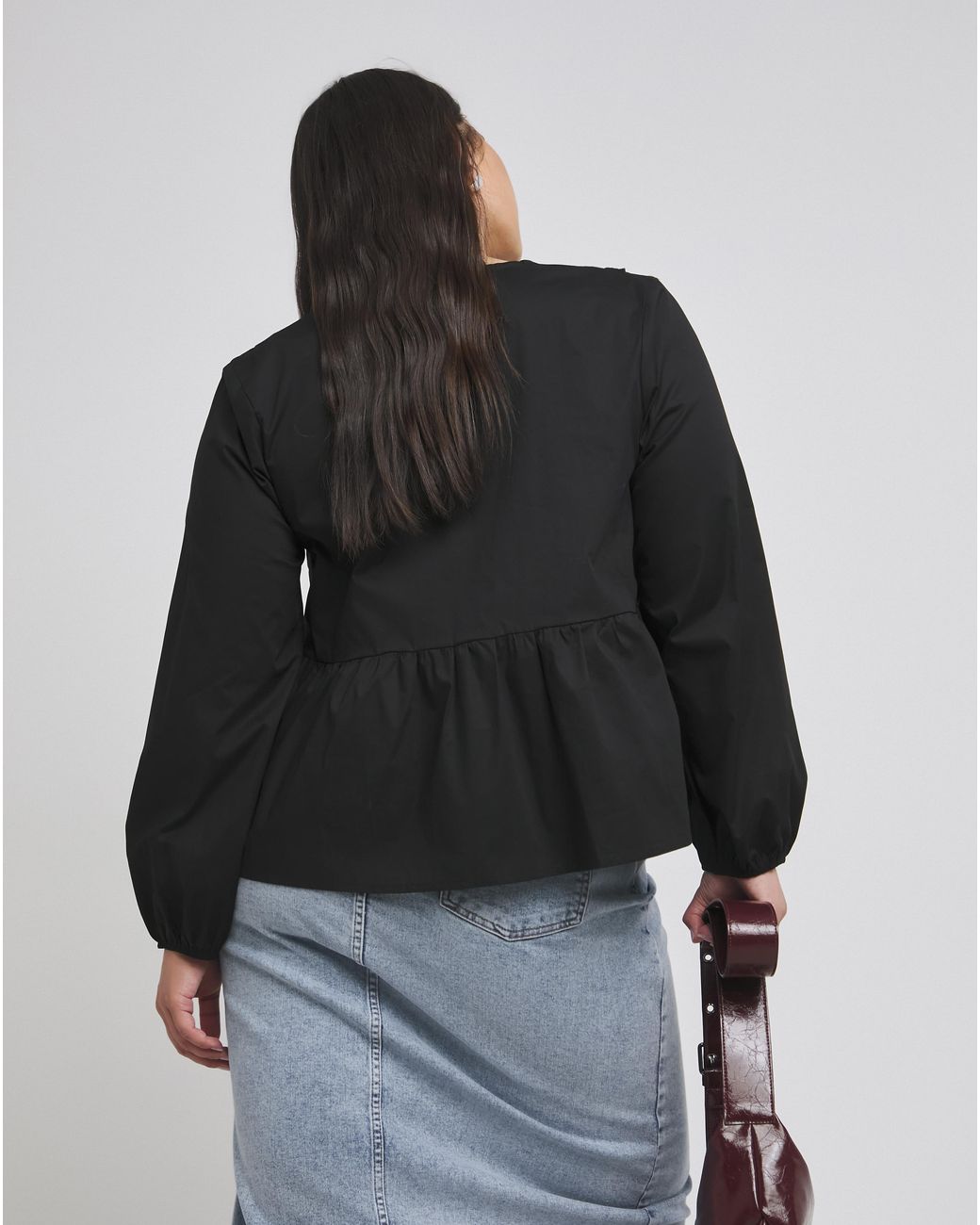 Simply Be Black Broderie Collared Blouse