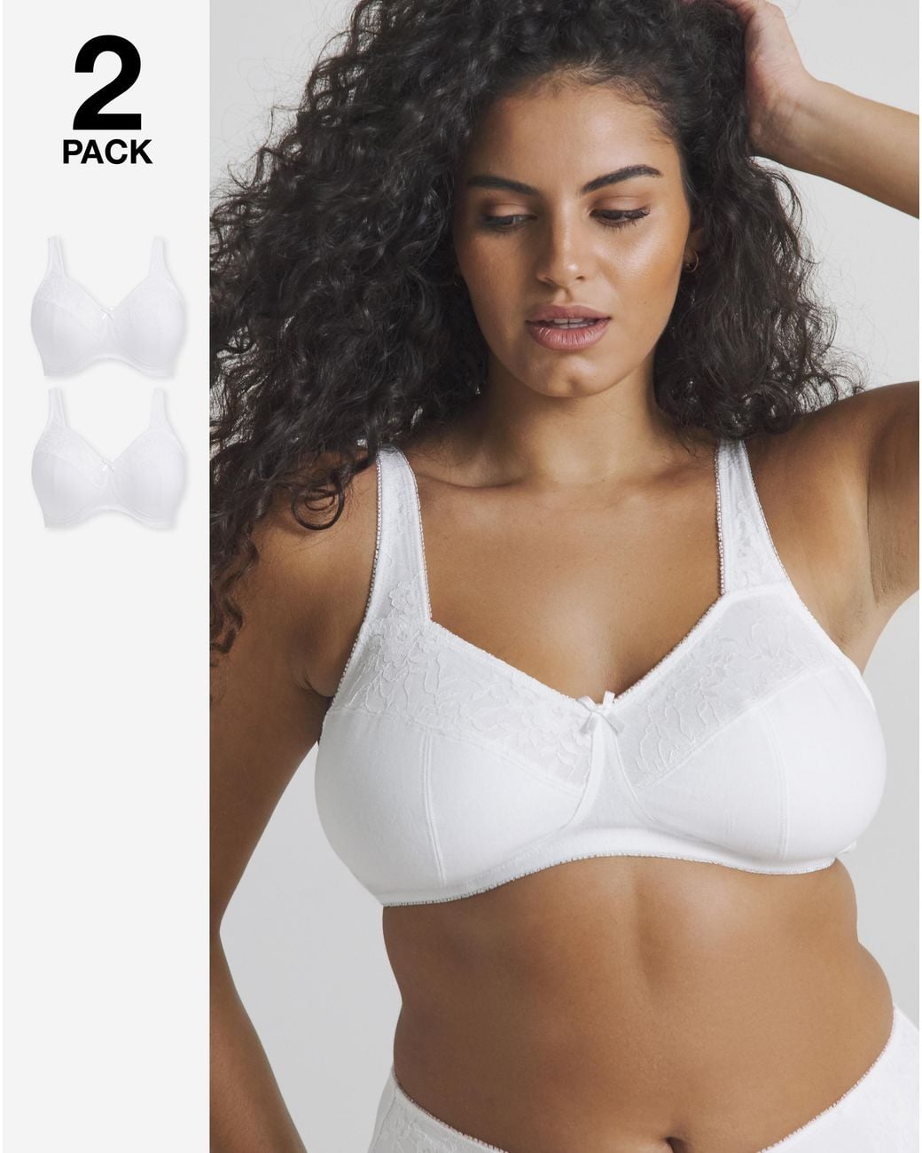 Pretty Secrets White 2 Pack New Sarah Full Cup Non Wired Bras
