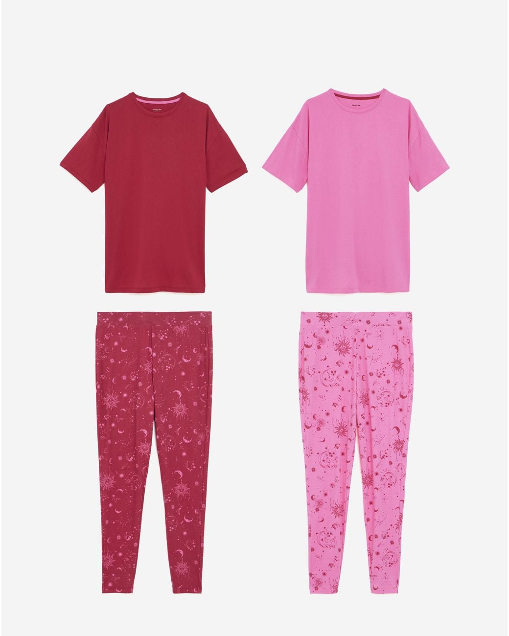 Simply Be Red Celestial Burgundy 2 Pack Legging Pj Set