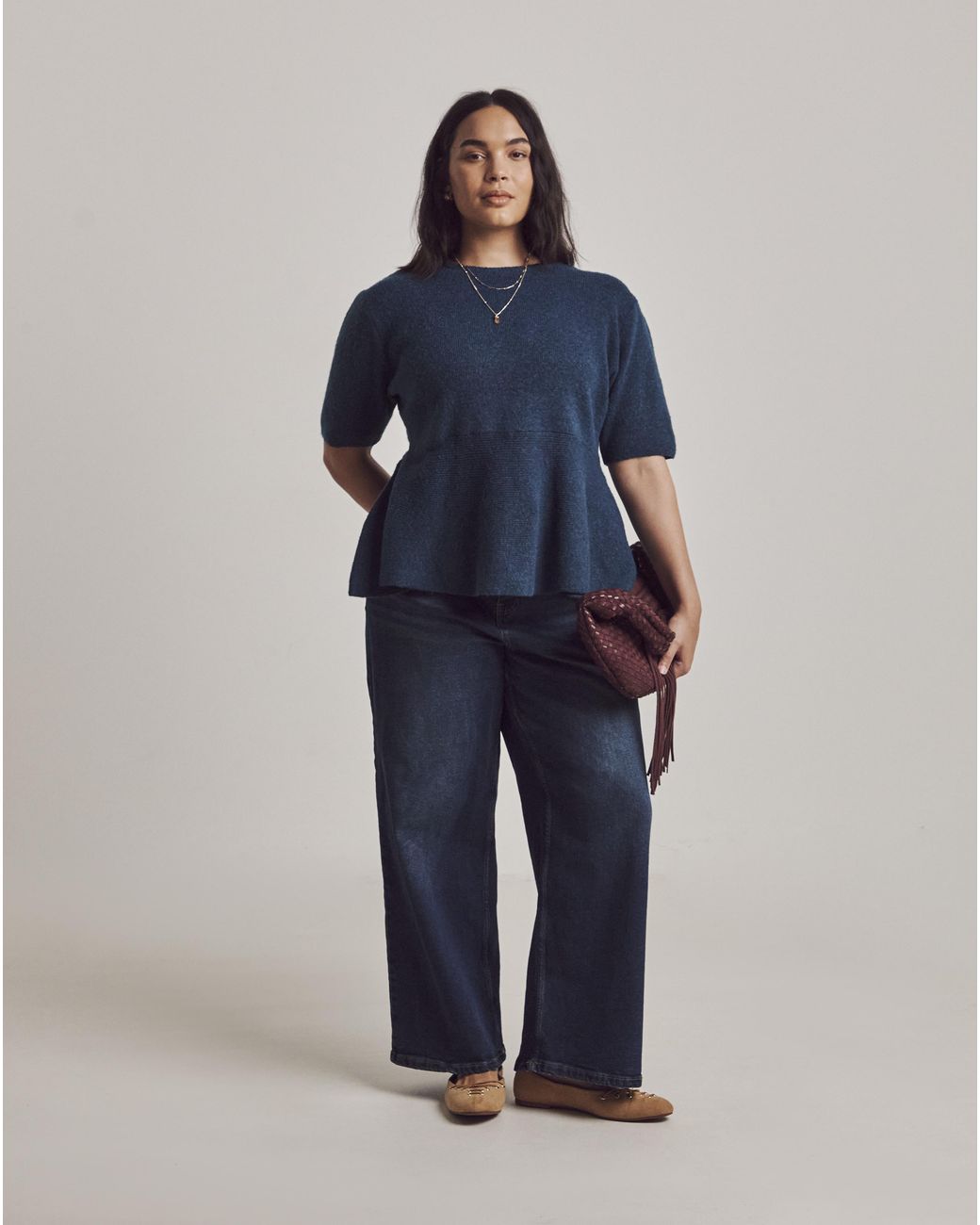 Julipa Blue Peplum Short Sleeve Jumper
