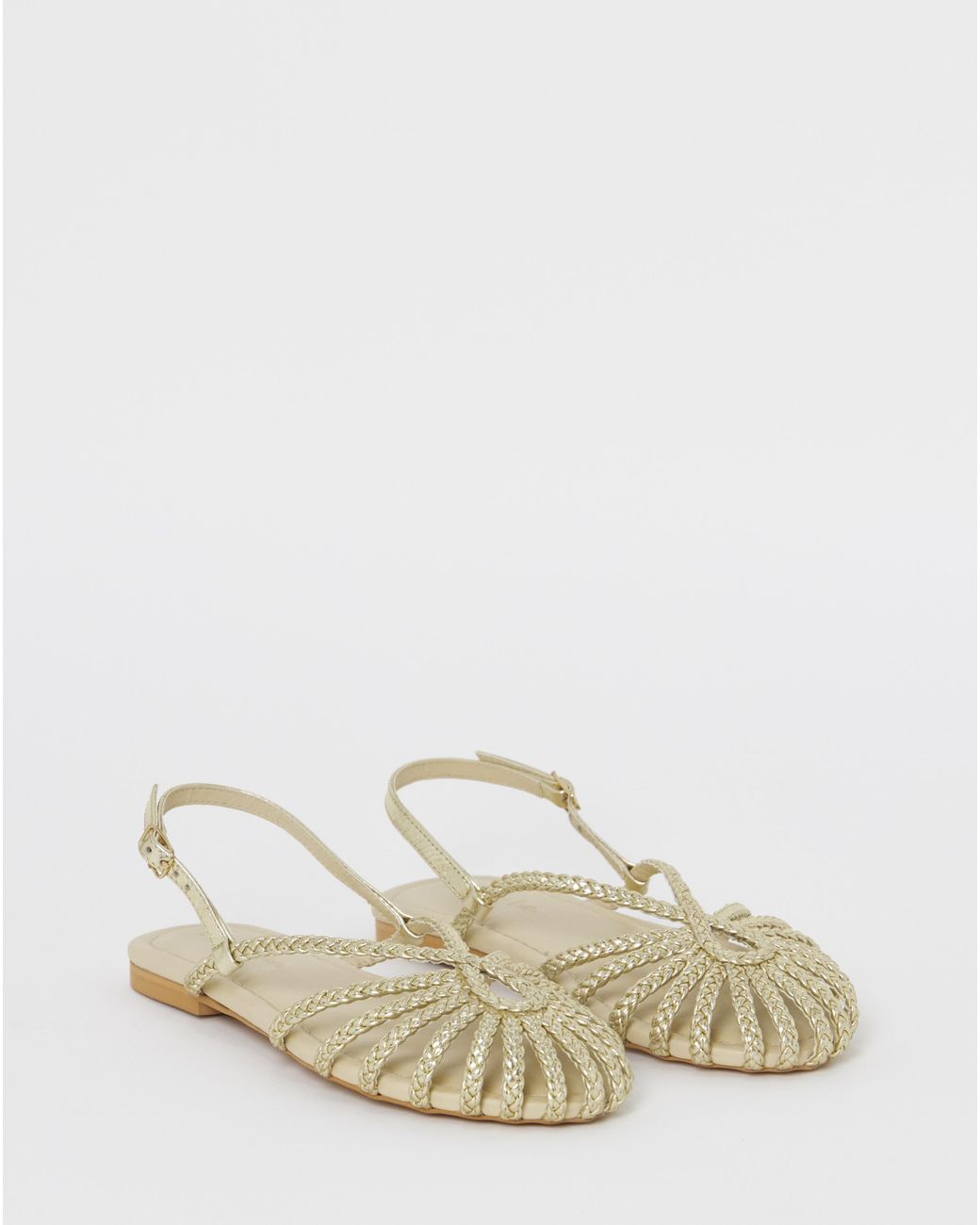 Simply Be Natural Plaited Woven Shoes Wide Fit