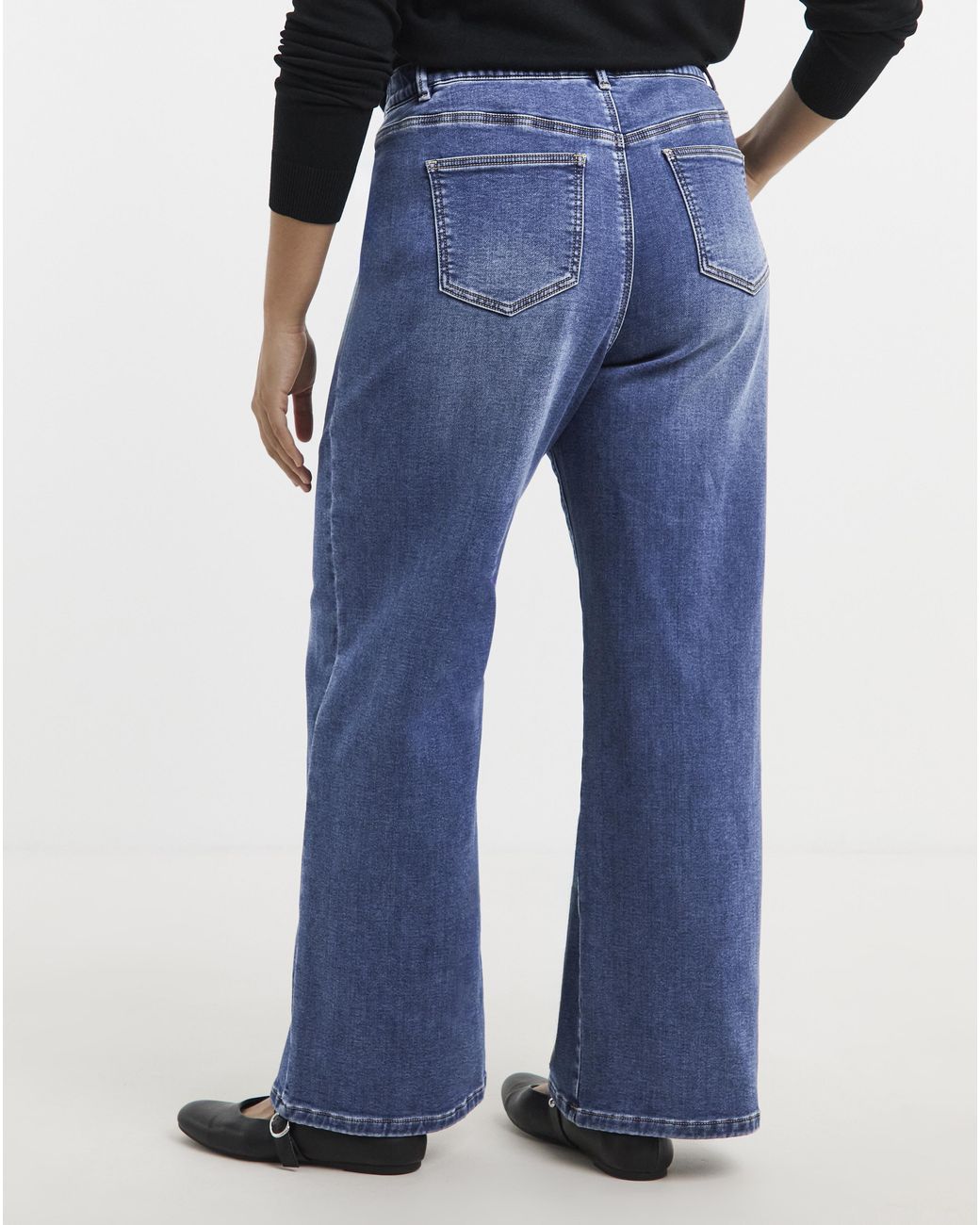 Simply Be Blue Fleece Lined Cosy Wide Leg Jean