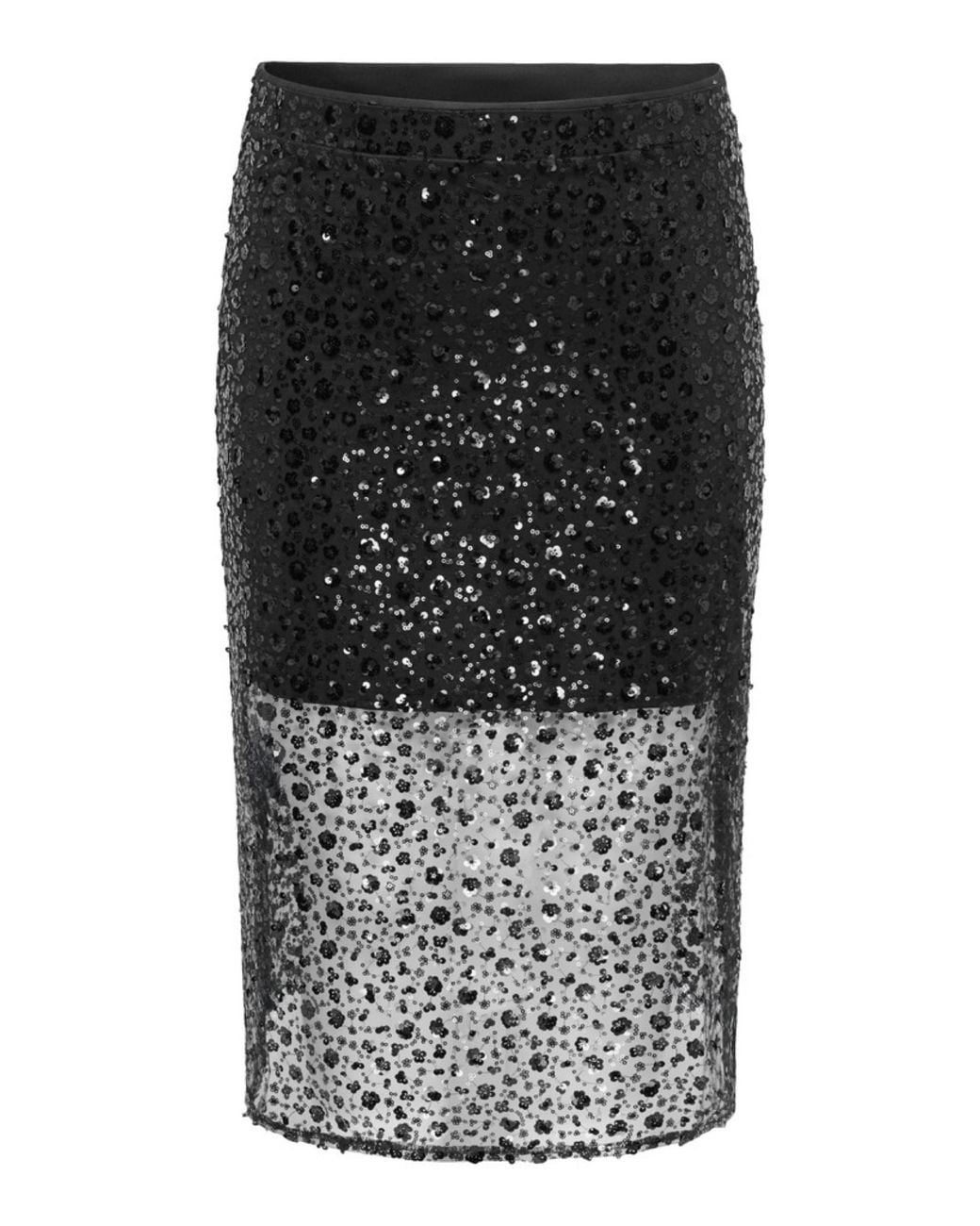 ONLY Black Sequin Midi Skirt