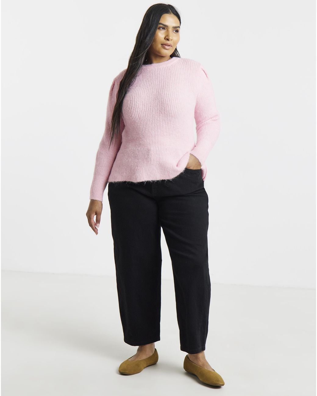 Vila Pink Gracie O-Neck Peplum Knit Jumper