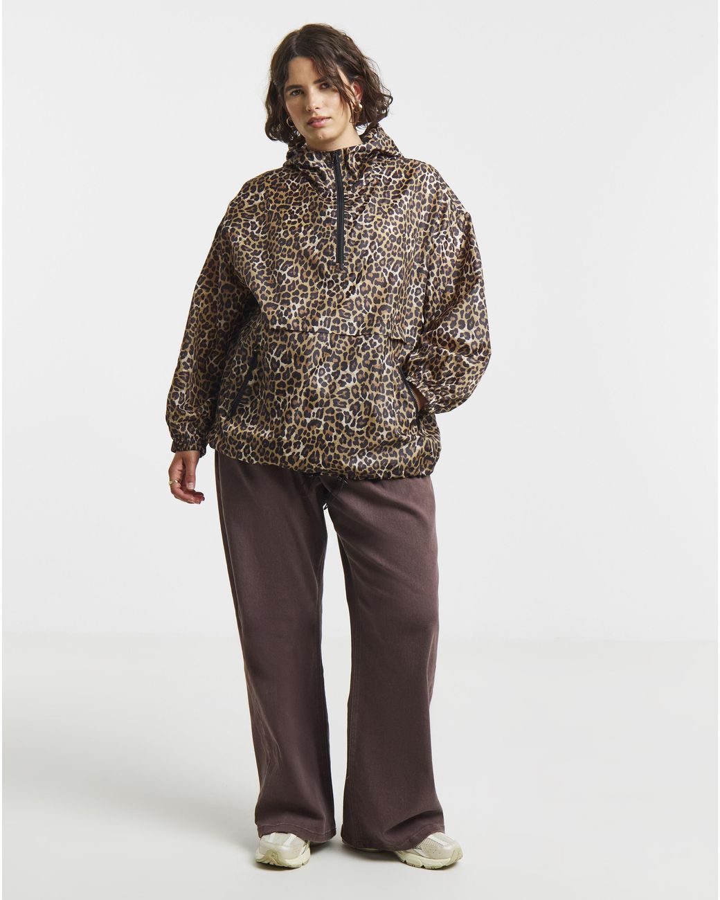 Simply Be Brown Quarter Zip Wind Breaker