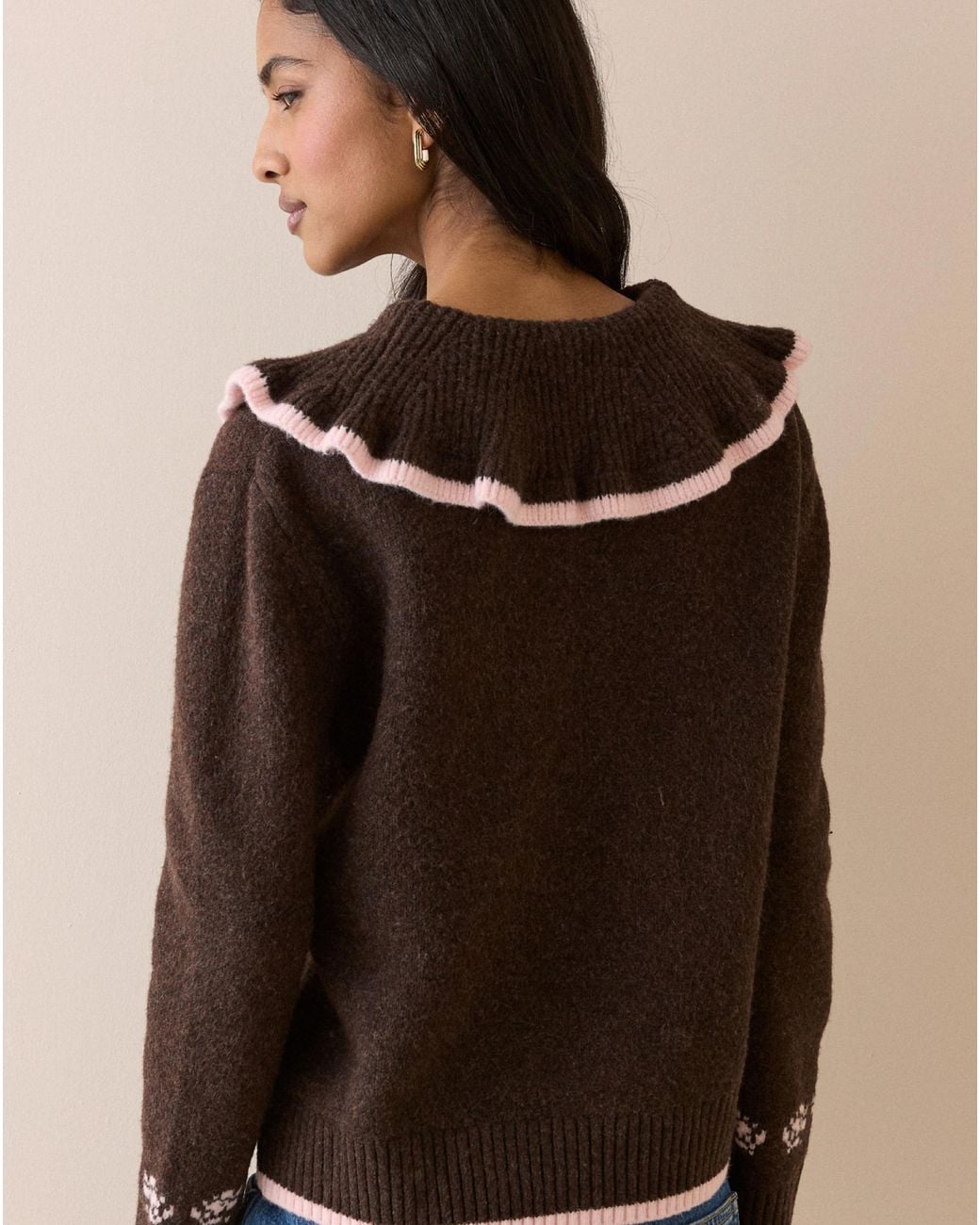 Nobody's Child Brown Floral Henley Jumper