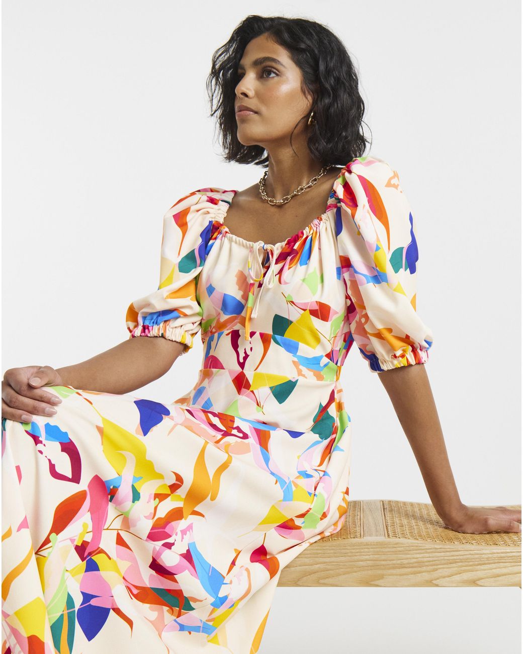 Twisted Wunder White Tropical Midaxi Dress
