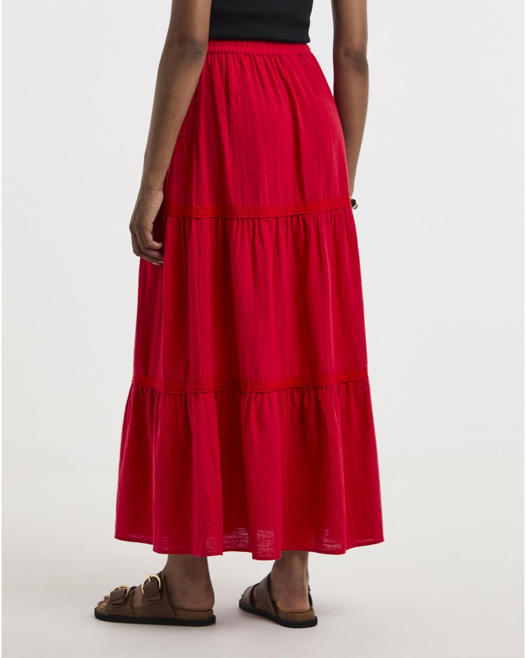 Pieces Red Tohime High Woven Skirt Lacetapes
