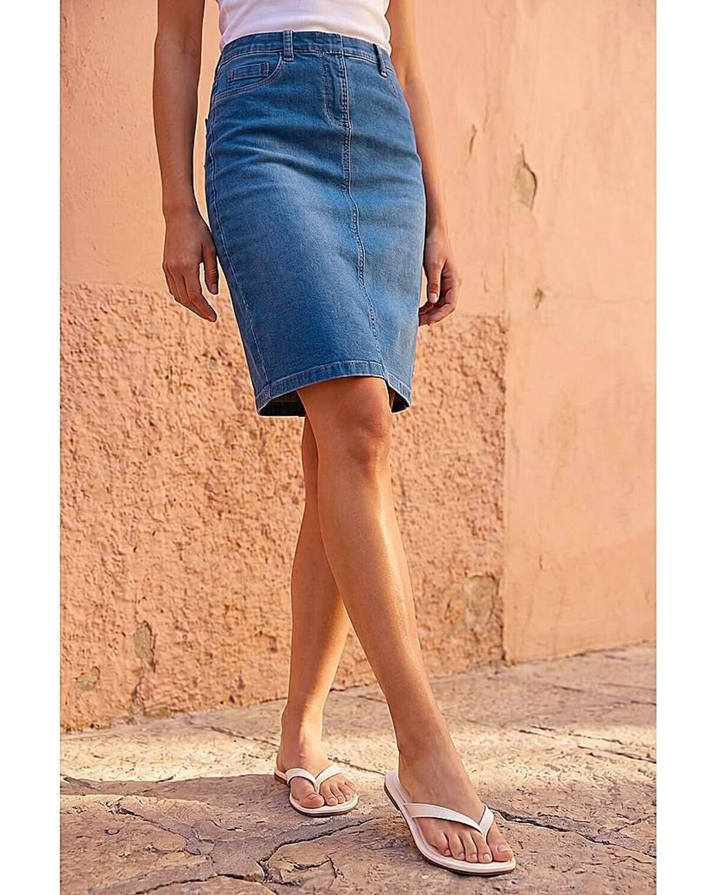 Roman Blue Roman Cotton Stretch Skirt