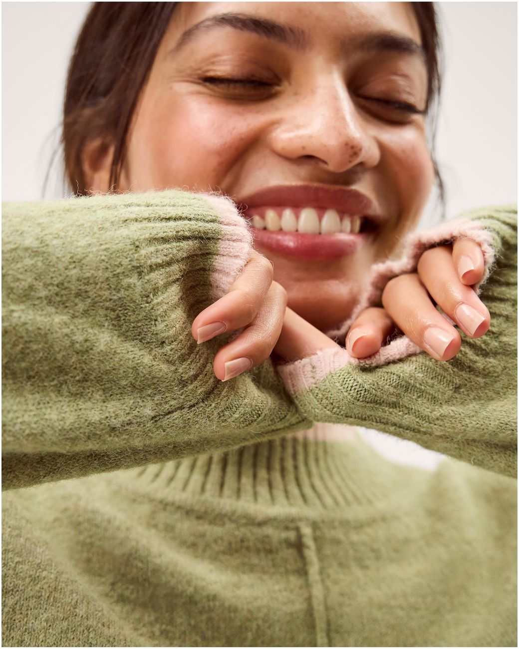 Monsoon Green Tori Oversized Tipped Jumper