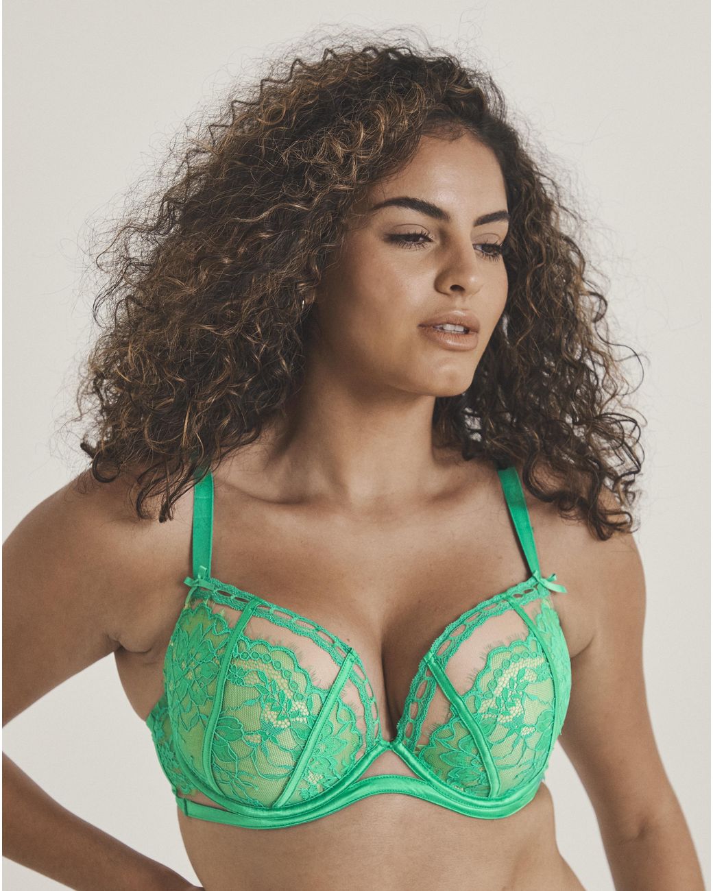 Ann Summers Green Caged Lace Padded Plunge Bra