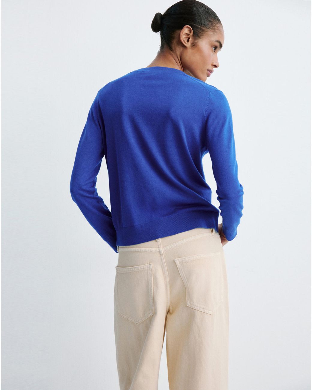 Mango Blue V-Neck Knit Sweater
