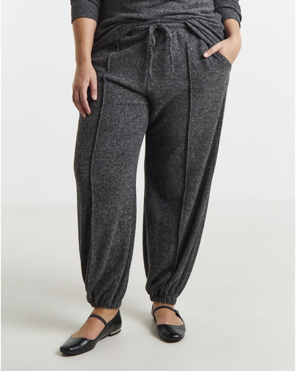 Simply Be Gray Brushed Balloon Leg Trousers