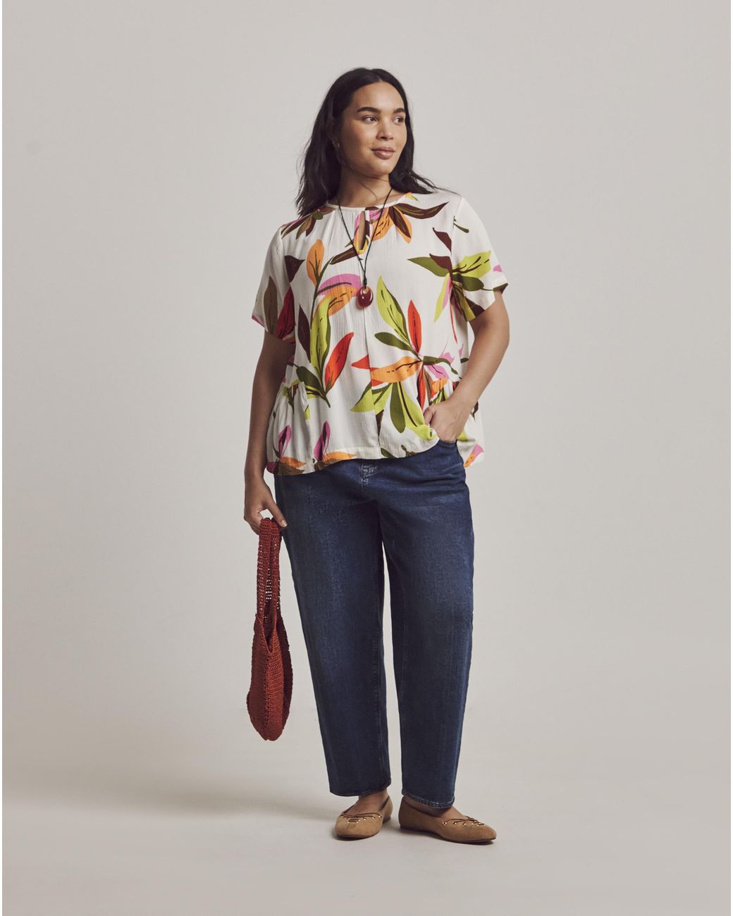 Julipa Brown Printed Crinkle Blouse
