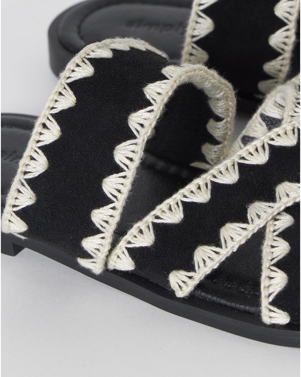 Simply Be White Whipstitch Flat Sandals Extra Wide