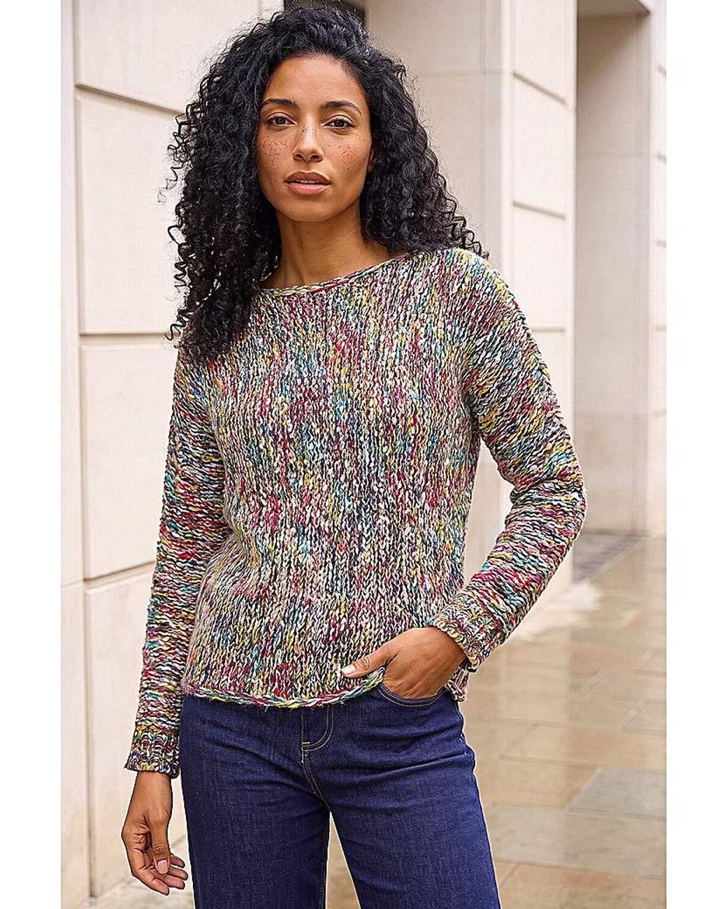 Roman Blue Roman Batwing Tape Yarn Jumper