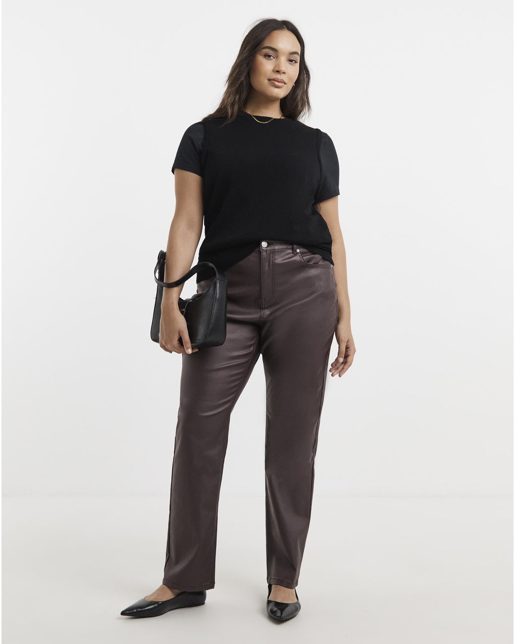 Simply Be Black Coated Straight Leg Jeans