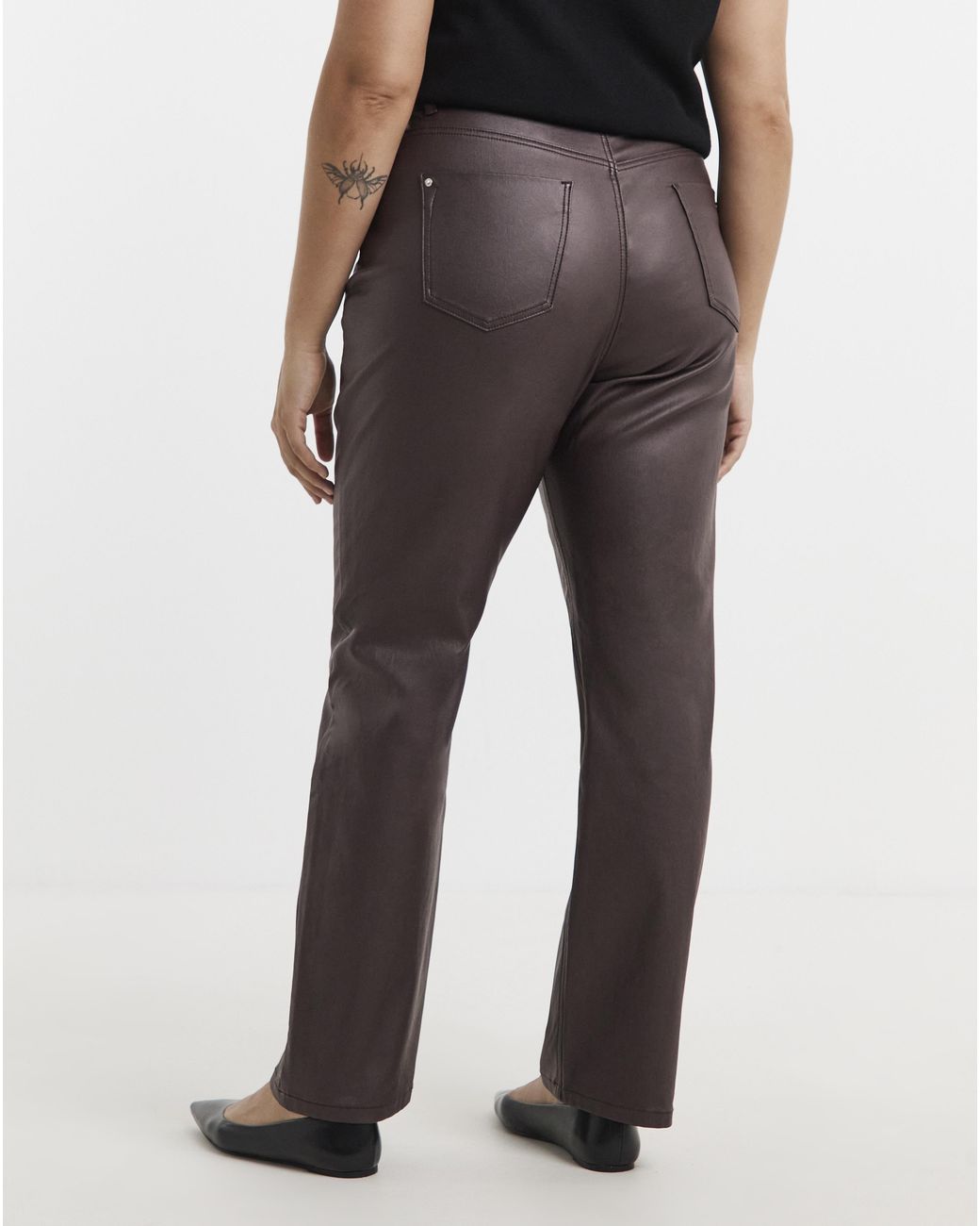 Simply Be Black Coated Straight Leg Jeans