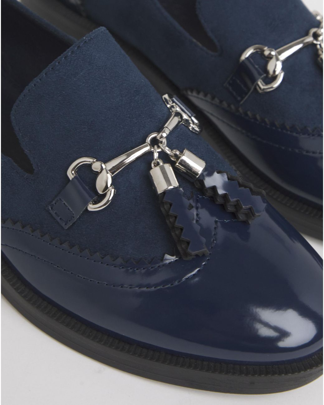 Simply Be Blue Brogue Tassle Loafer Wide