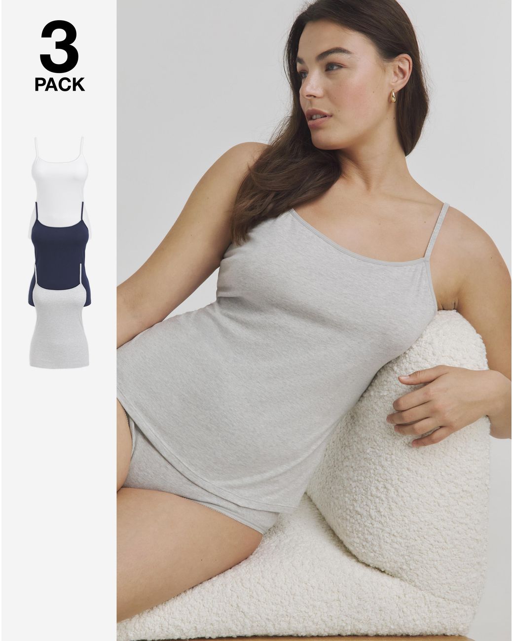 Pretty Secrets Gray 3 Pack Cotton Vests