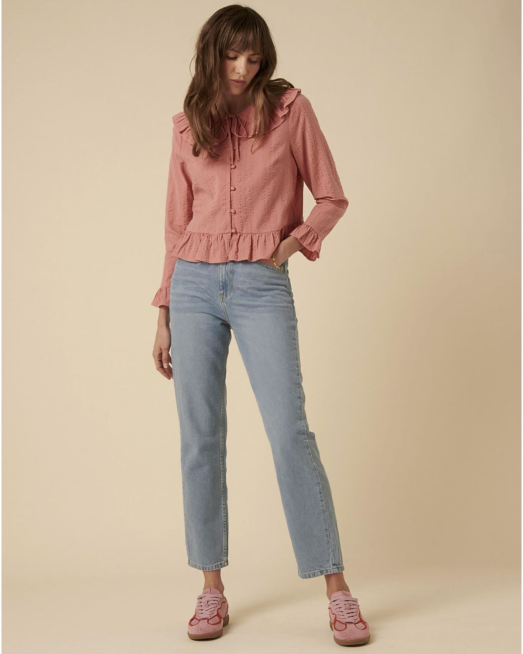 Nobody's Child Pink Britney Ruffle Blouse