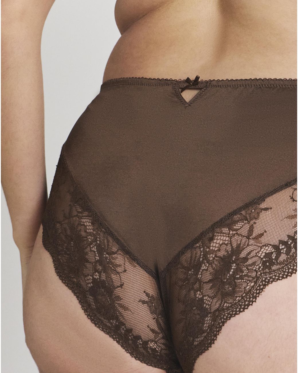 Pretty Secrets Brown Pretty Secret Floral Lace Brief