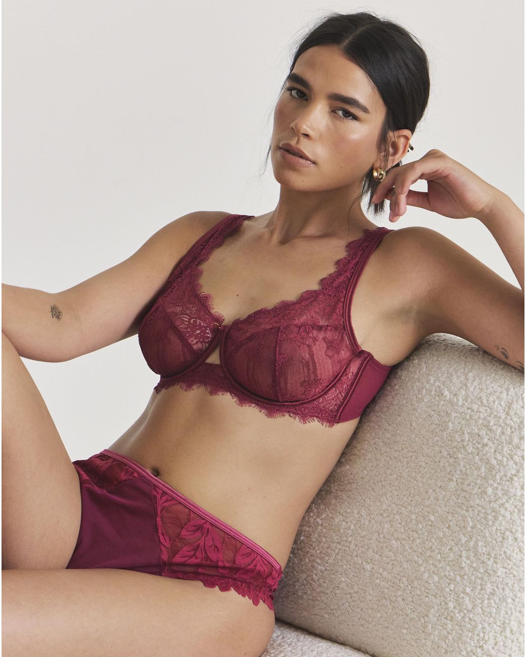Pretty Secrets Brown Lace Full Cup Bra