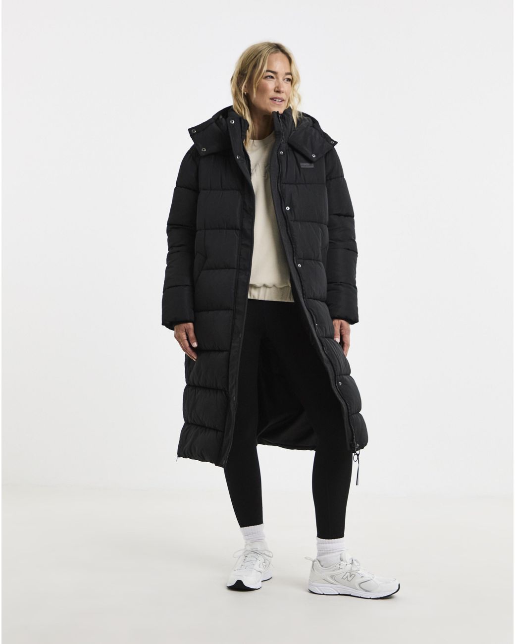 Gym King Blue Longline Quilted Puffer Coat
