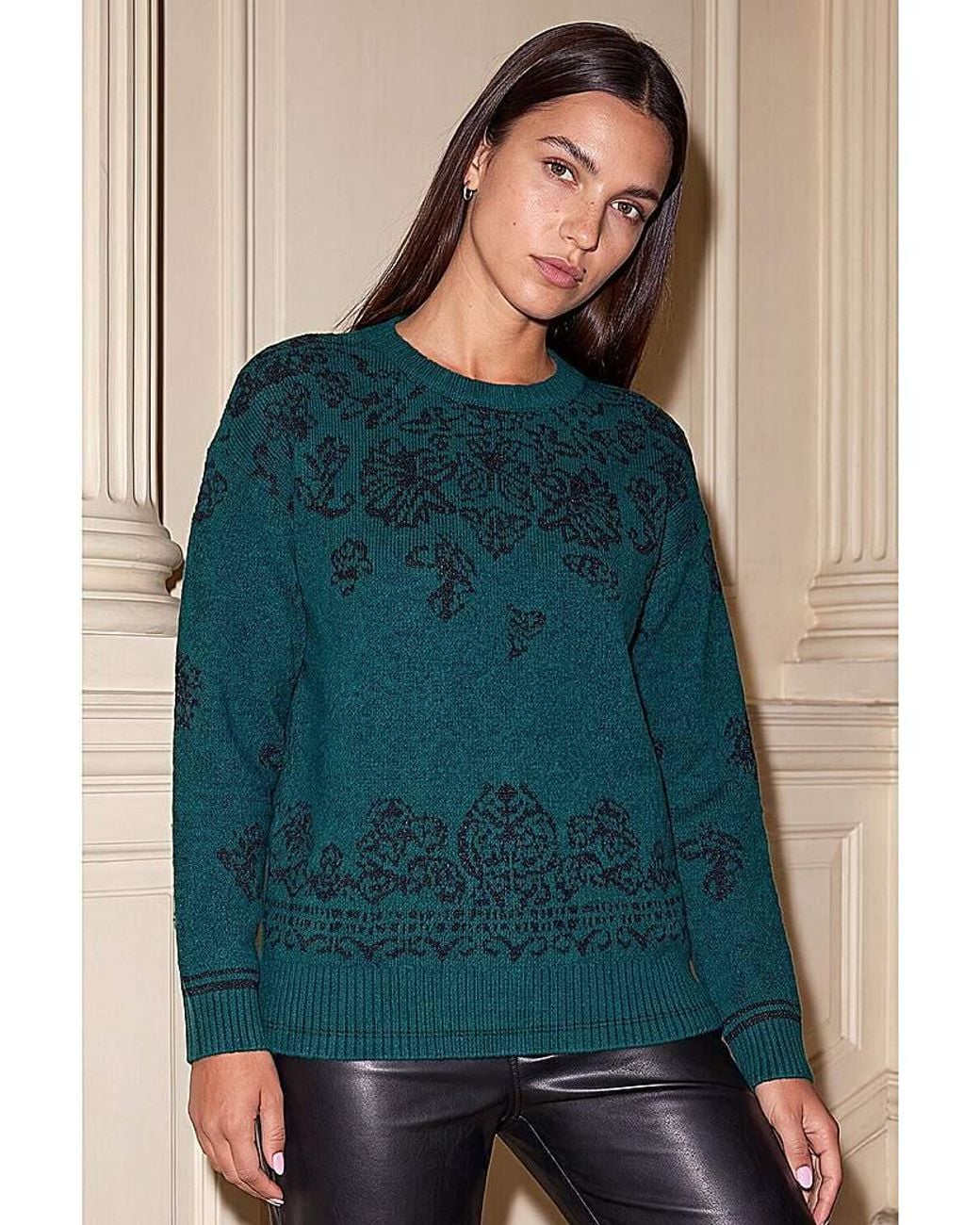 Roman Green Roman Shimmer Patterned Knit Jumper
