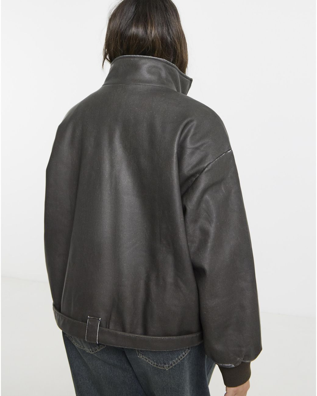Native Youth Gray Washed Pu Bomber