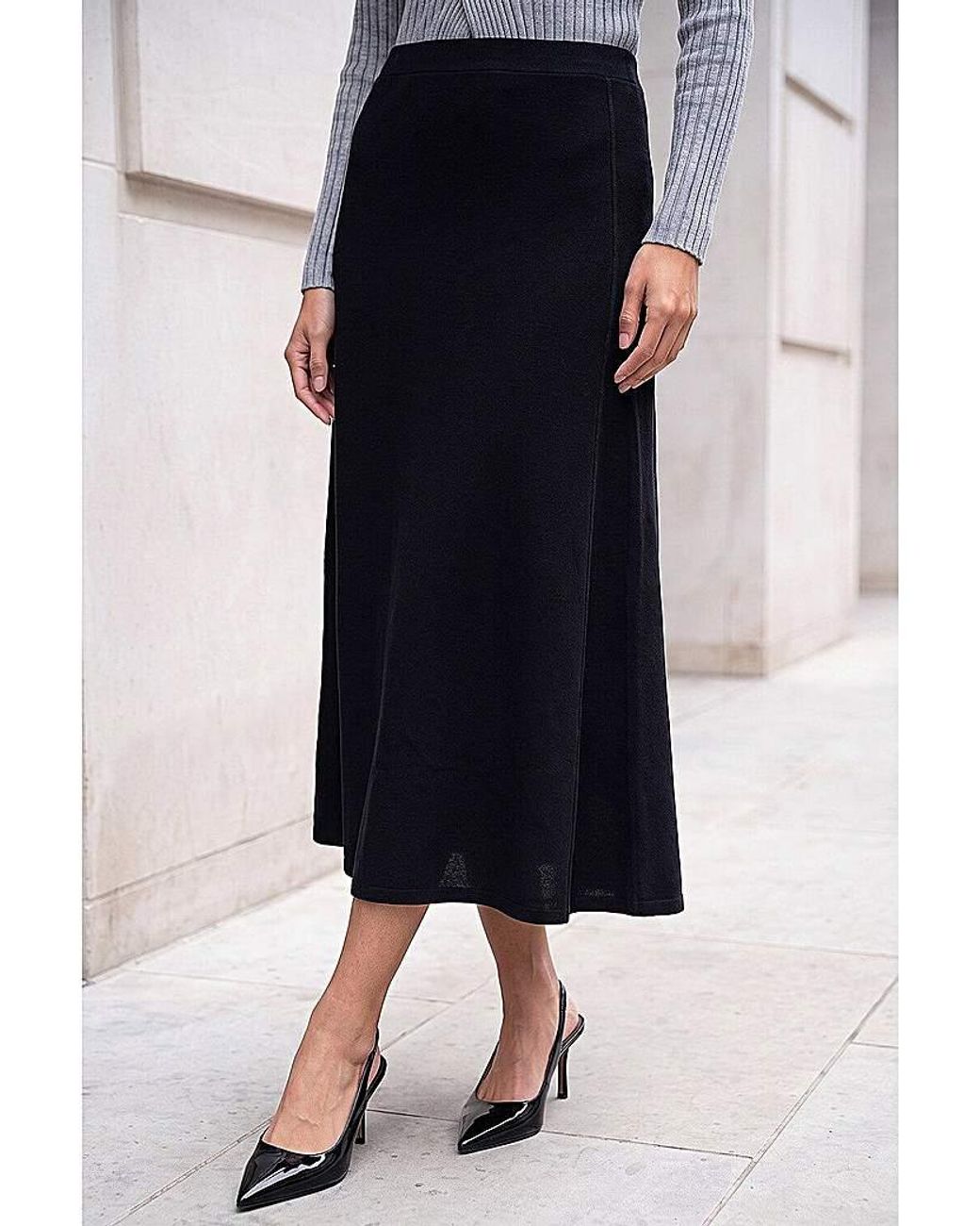 Roman Black Roman A-Line Pull On Stretch Skirt