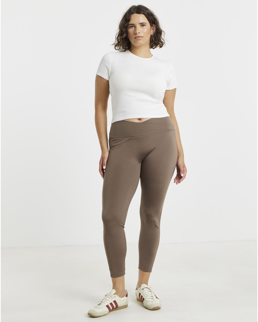 Adidas Gray 3 Stripe Cross Over Legging