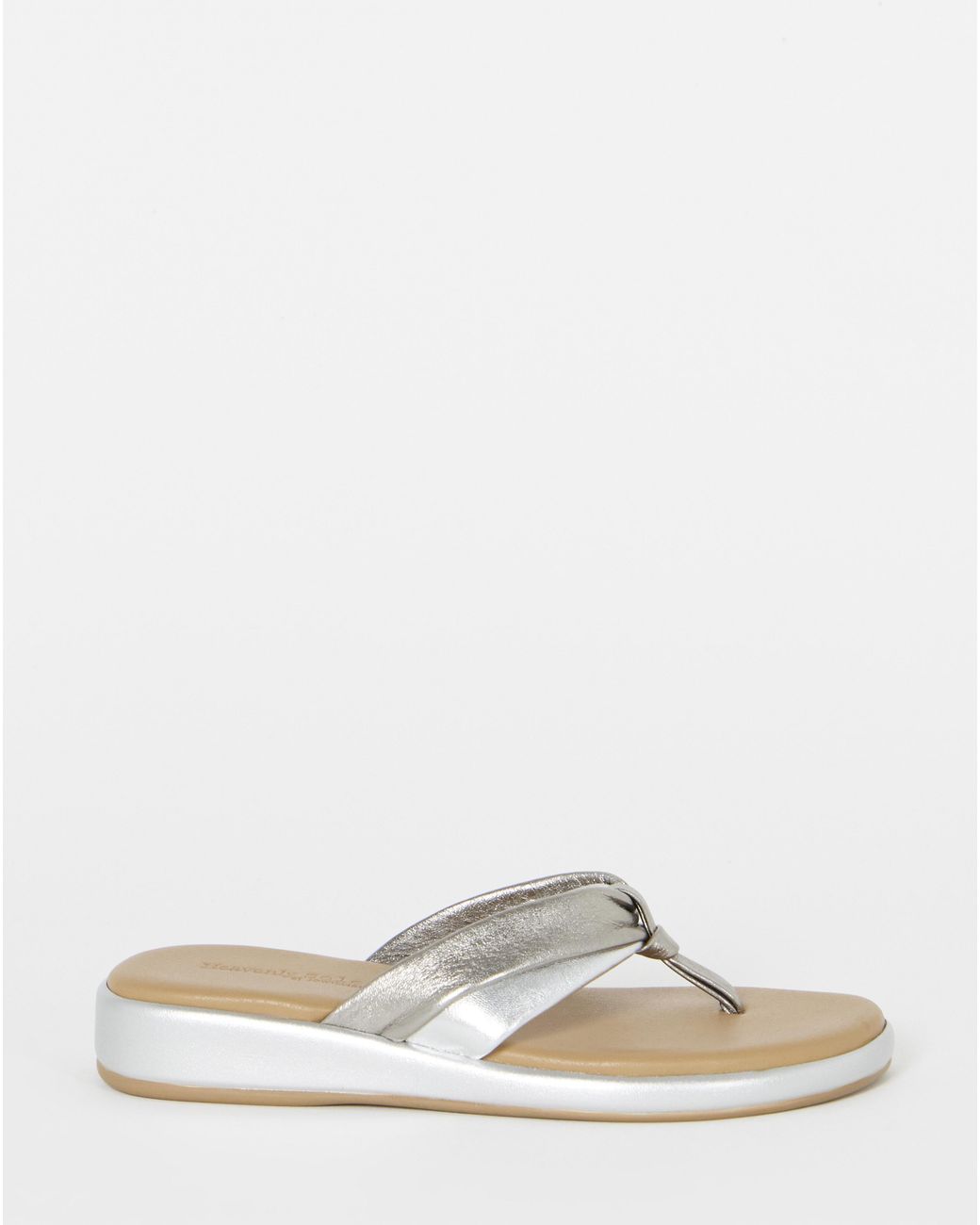 Heavenly Soles White Toe Post Low Wedge Sandal Wide