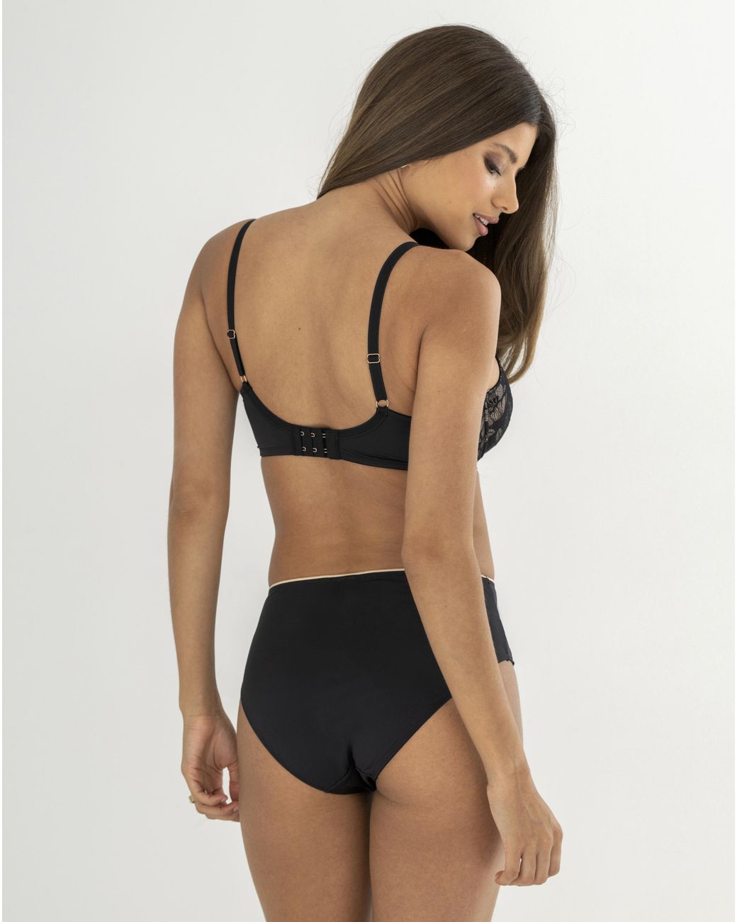 Pour Moi Black Atelier Lace Balcony Bra