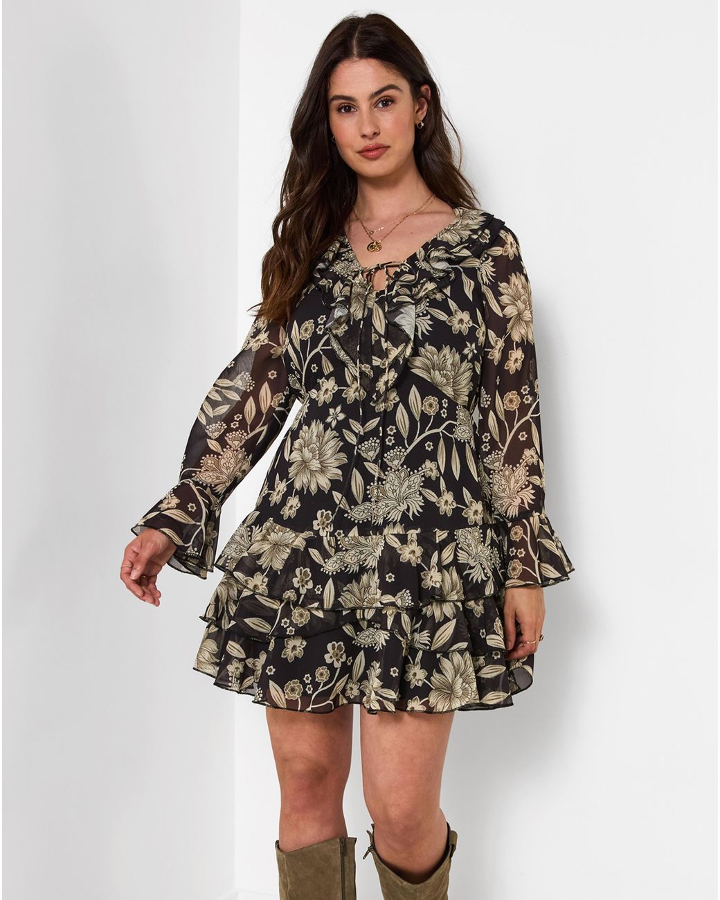 Joe Browns Green Frill Detail Mini Dress