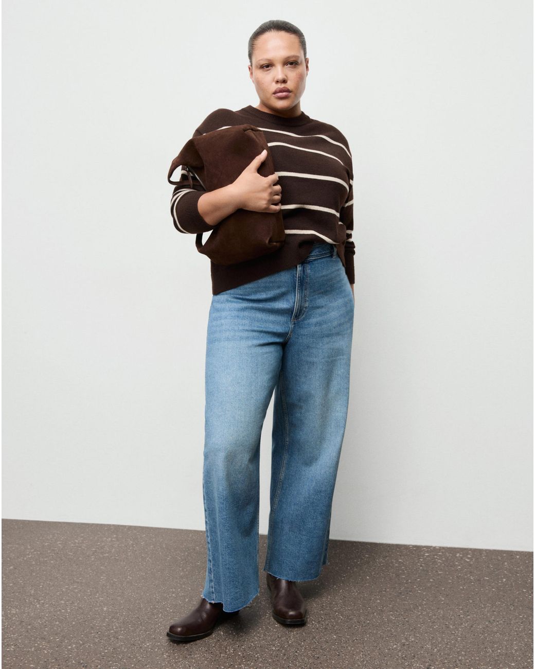 Mango Blue High Waisted Culotte Jean