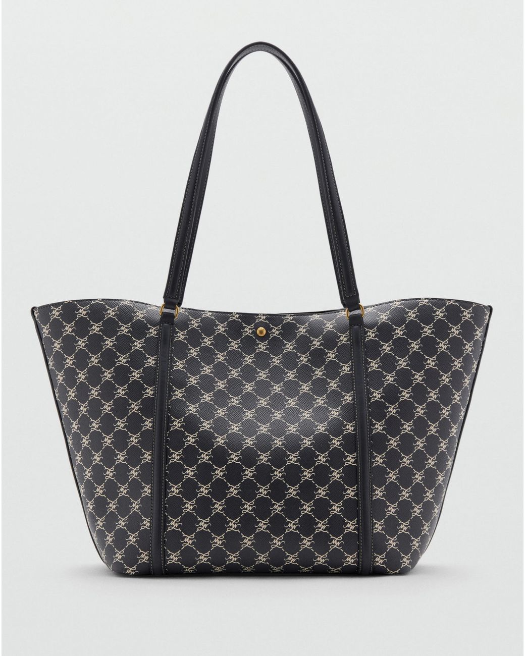 Mango Gray Printed Logo Shopper Bag