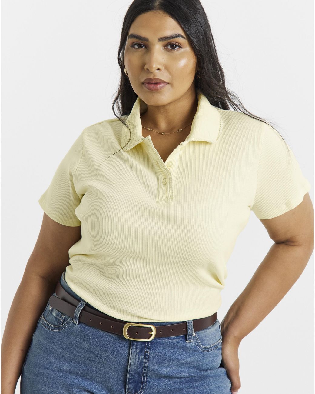 Simply Be Natural Picot Polo Top