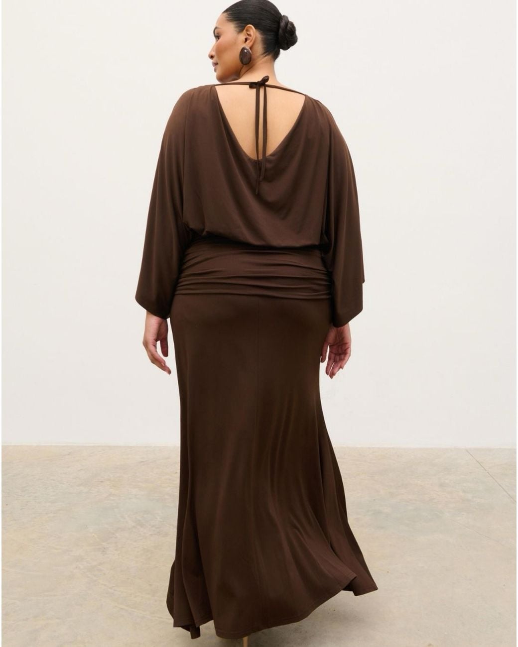 Pretty Lavish Brown Riven Ruched Maxi Dress