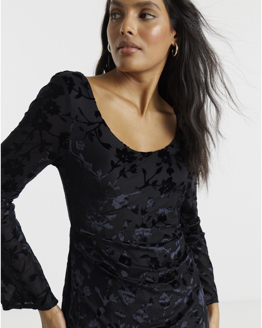 Flounce London Black Burnout Detail Maxi Dress