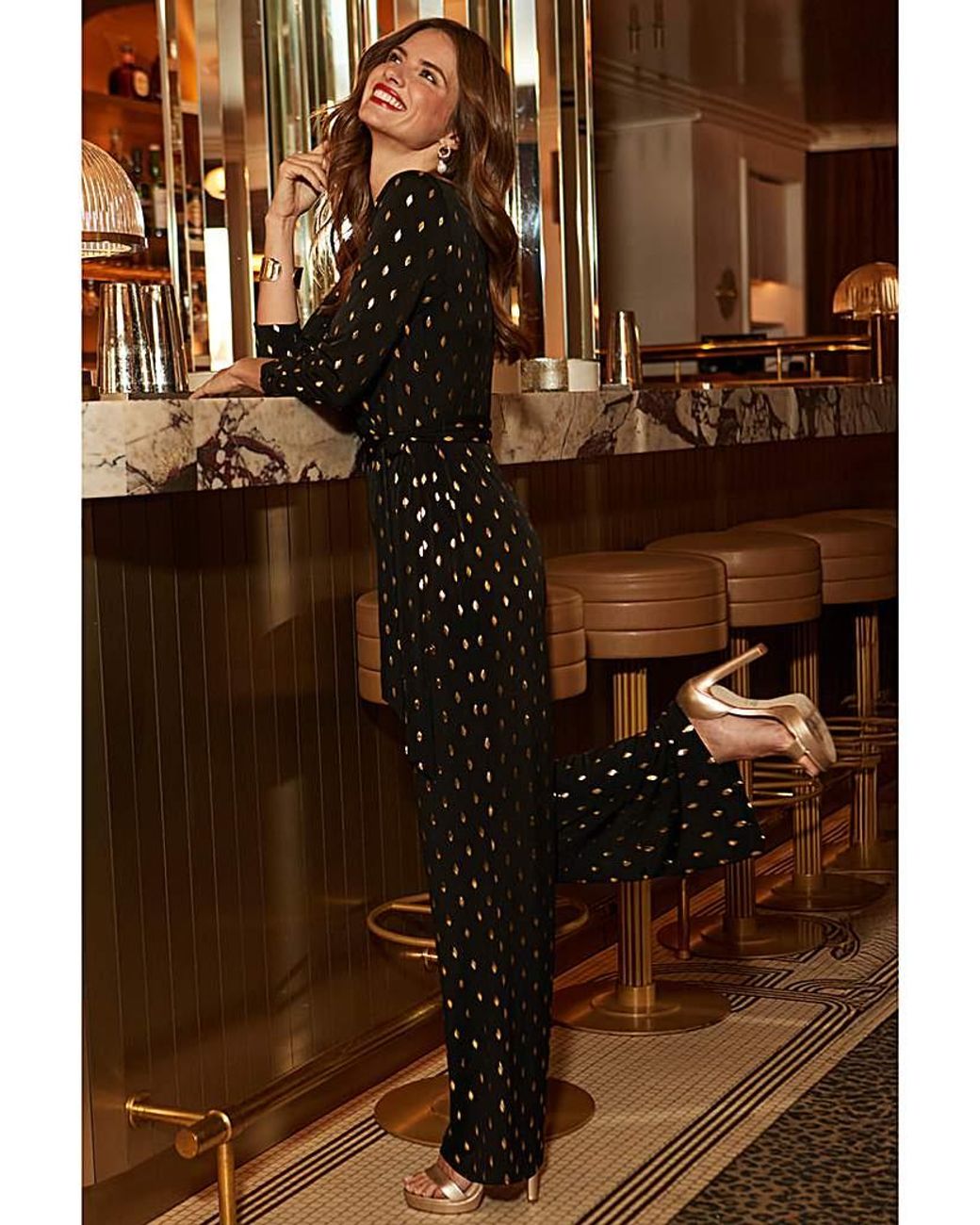Sosandar Brown Fleck Print Jumpsuit