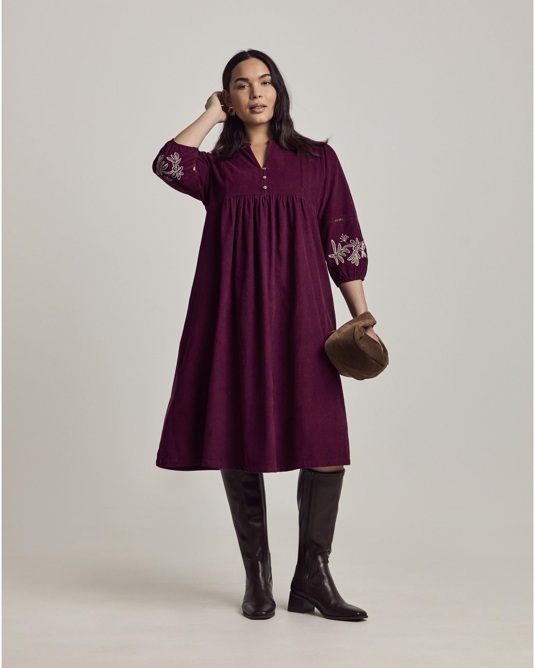 Julipa Embroidered Cord Midi Dress