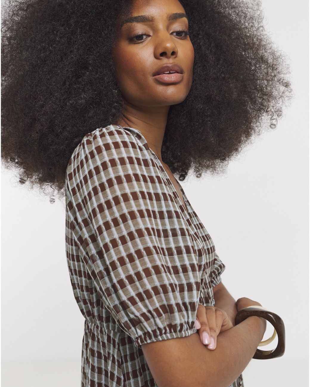 Simply Be Multicolor Check Button Through Skater Dress