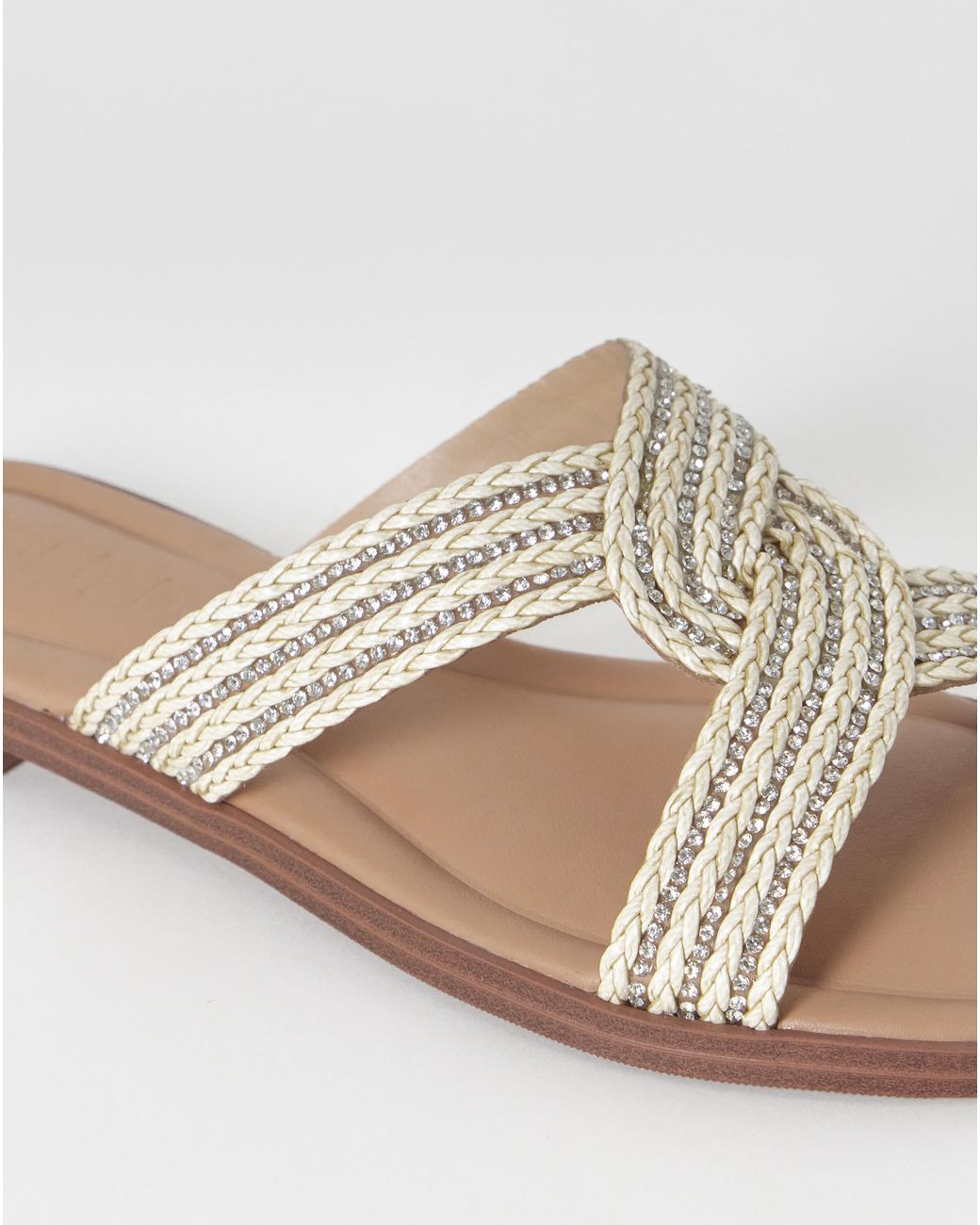 Simply Be Gray Woven Twist Flat Sandals Extra Wide